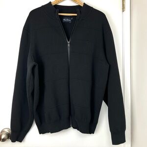 Robert Graham Full Zip Cotton Blend Sweater size XL Black Business Casual